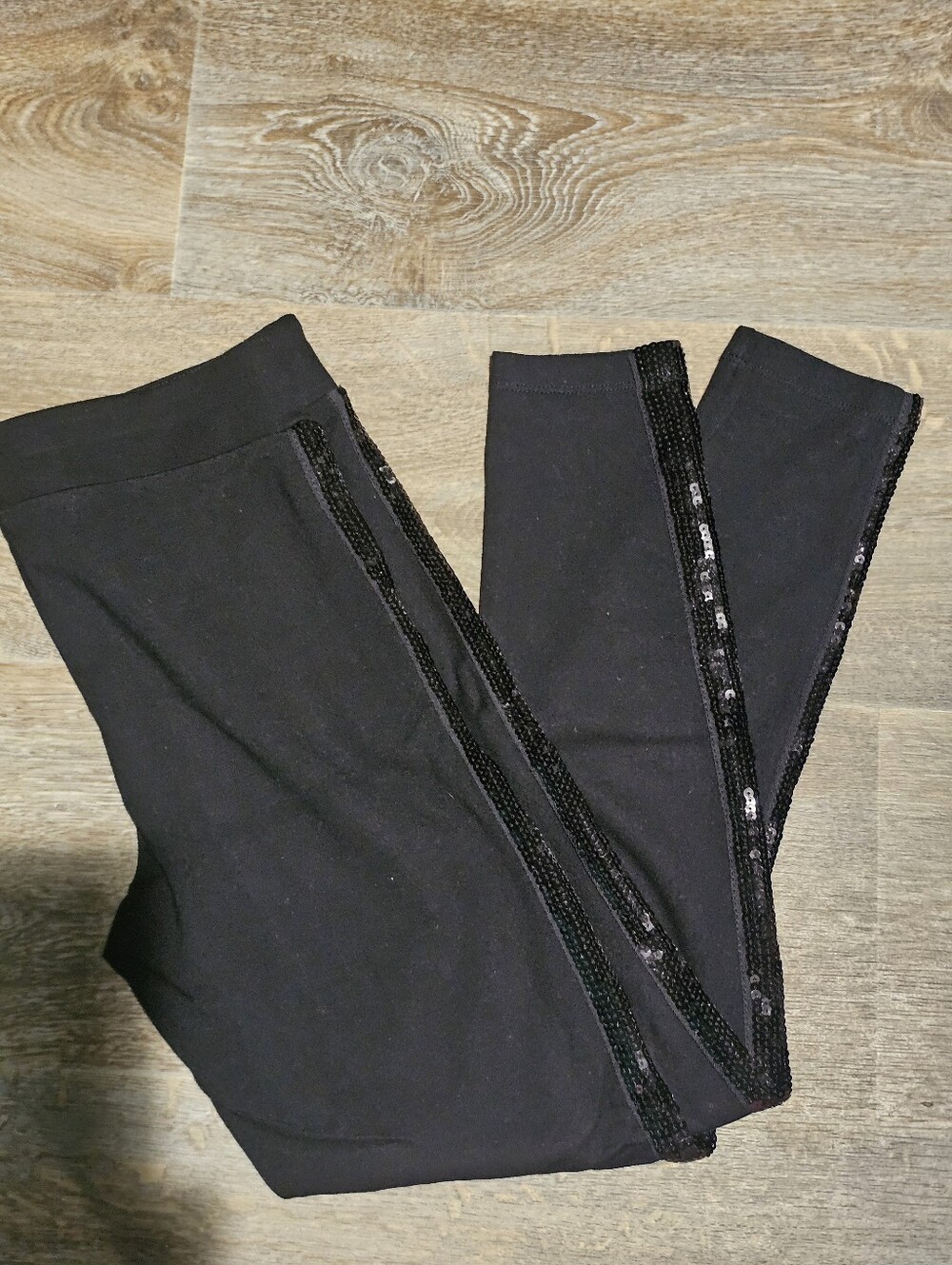 Black Women's Sequin Side Stripe Leggings